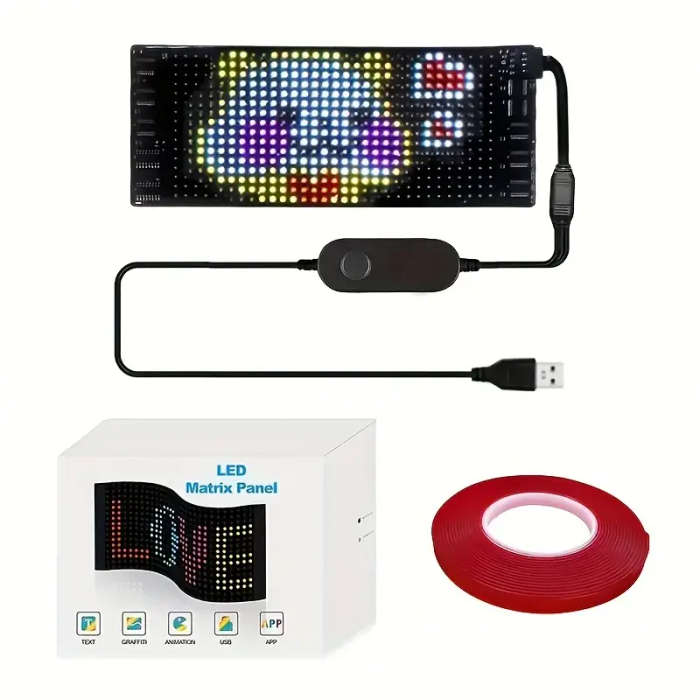 LED Matrix Panel Scrolling Customizable Display Screen for Vehicle Windows (173x70mm)