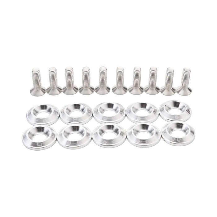 Addco Racing 10PC M6 CNC Billet Aluminum Bolt Dress Up Kit (Silver)
