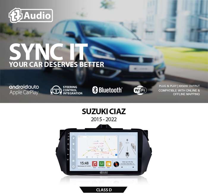 TT Audio 9 replacement radio for SUZUKI CIAZ 2016 - 2024 (CLASS D)