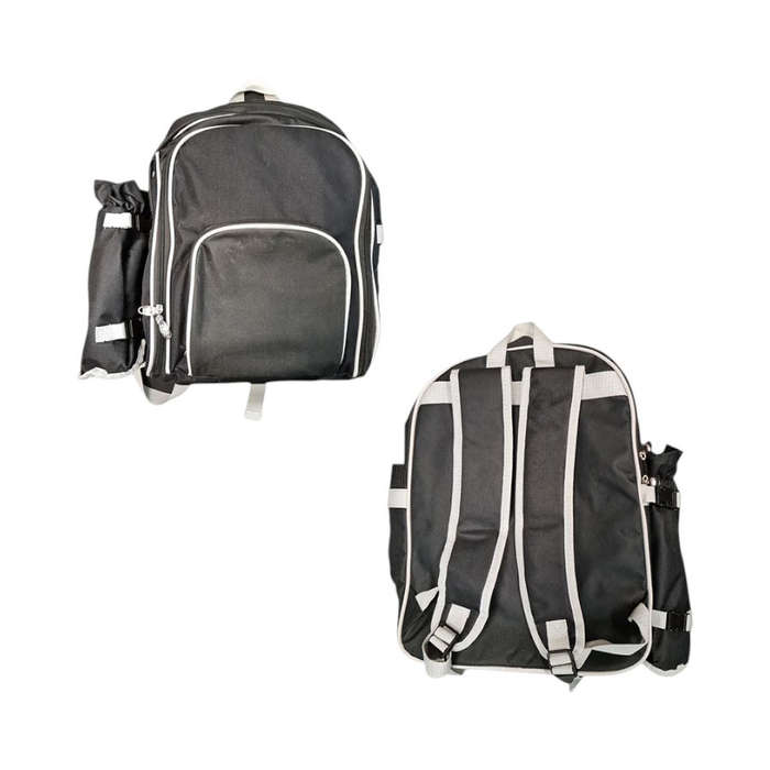 Travel Picnic Dining Set with Cooler backpack with bottle holder -black