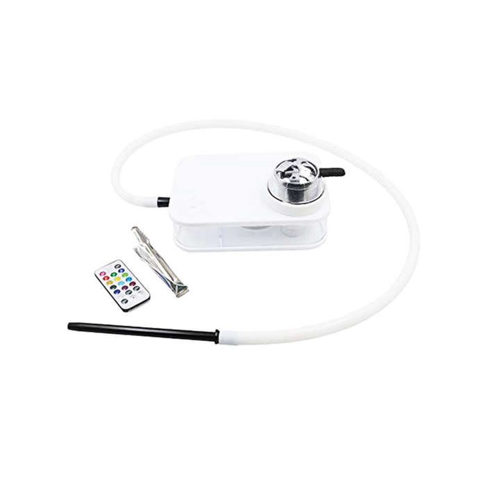 Hookah Shisha Hot Box  LED Lights  Tong  Pipes &amp; Remote  White