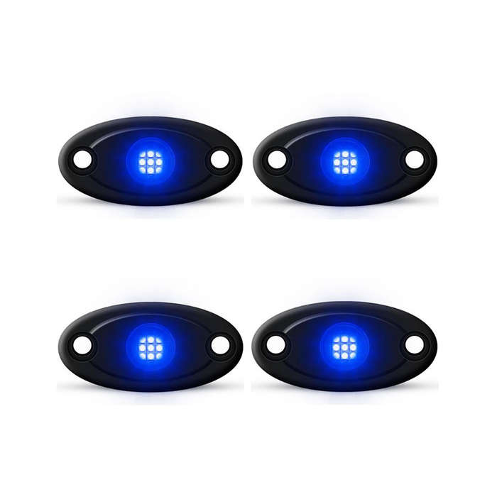 Universal Aluminium 9-LED Rocklights (Blue) - 4 pack