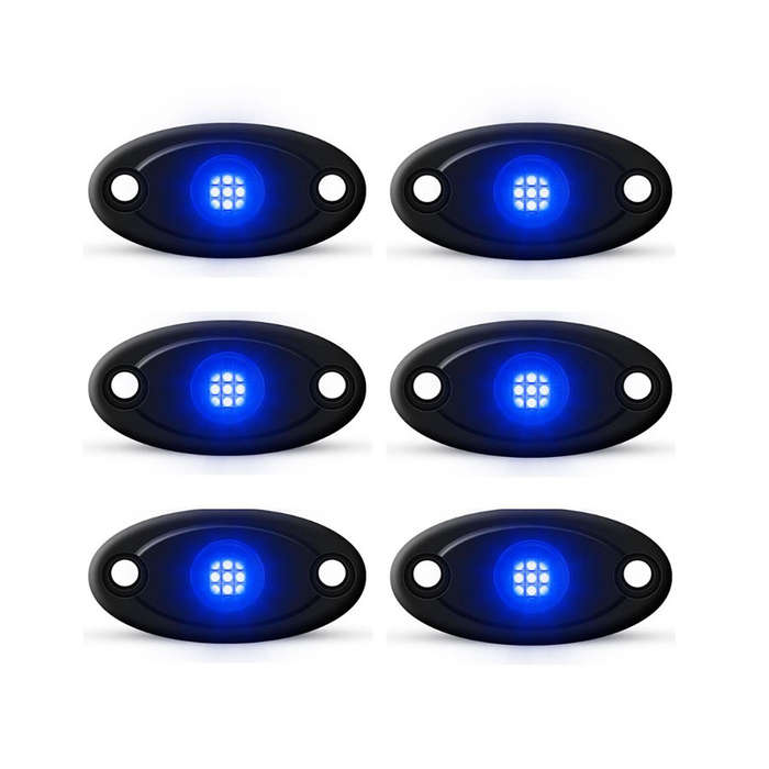 Universal Aluminium 9-LED Rocklights (Blue) - 6 pack