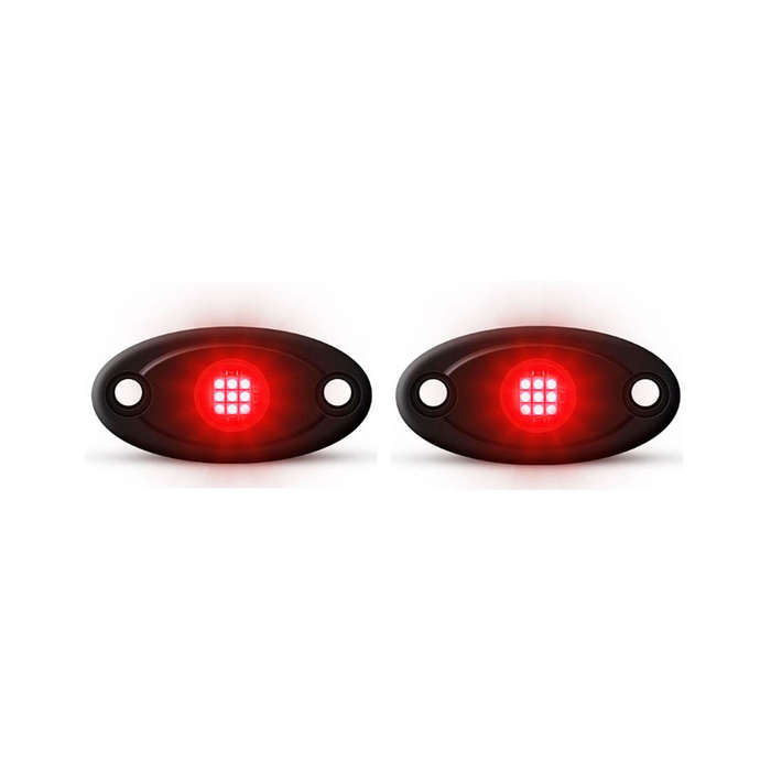 Universal Aluminium 9-LED Rocklights (Red) - 2 pack