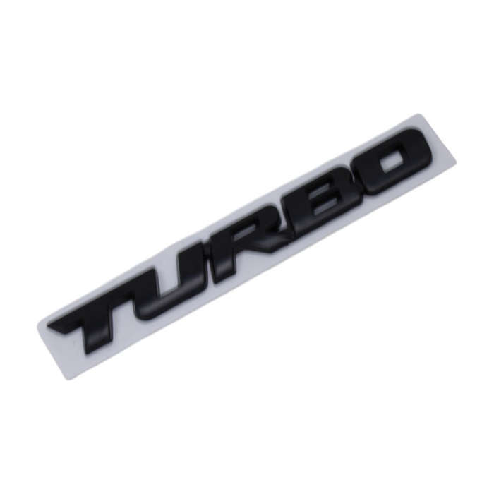 3D Raised "Turbo" Sticker Badge (Matt Black) 12x1.5cm