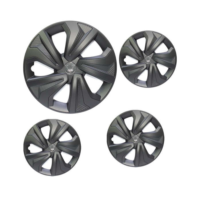 13" Matt Black &amp; Carbon Finish Wheel Caps (set of 4)