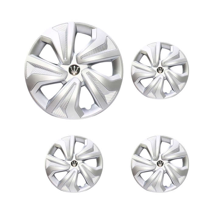 14" WK Series Silver &amp; Carbon Fibre Design Wheel Caps (Set of 4)