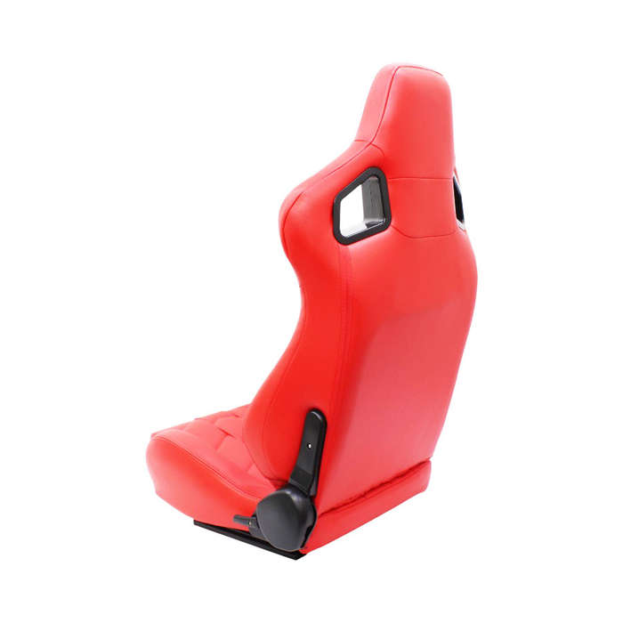 Evo Reclinable Racing Seats with Red PU Leather Arrow V2 Design (pair)