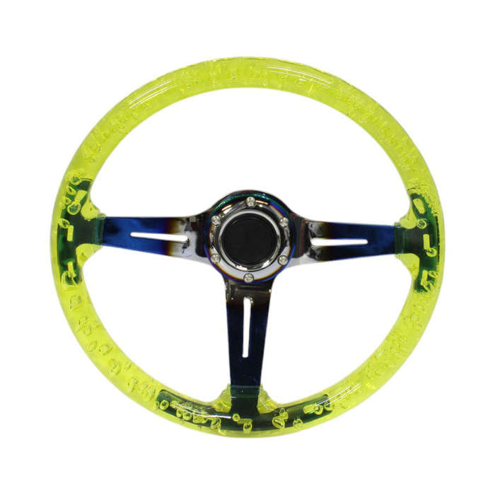 GripForge Resin Gel Design Concave Sports Steering Wheel - 14" (yellow)
