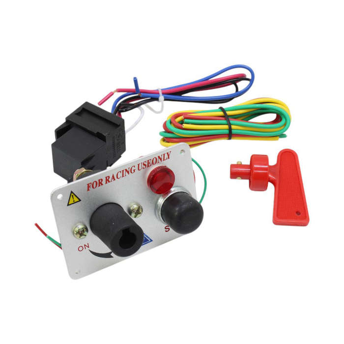 Racing Spec Switch Panel with Key &amp; Start Button (Silver Face)