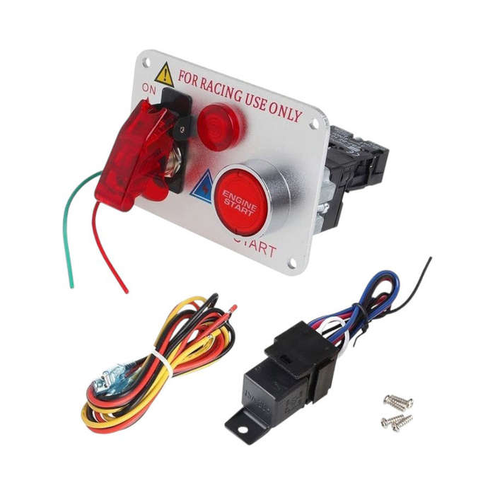 Racing Spec Switch Panel with Single Toggle &amp; Engine Start Button (Silver Face)