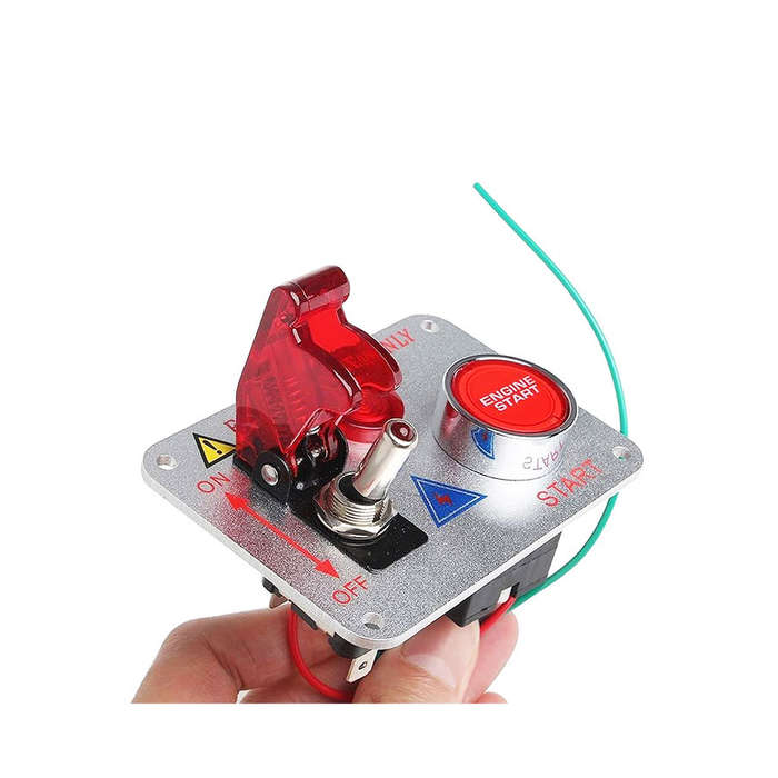 Racing Spec Switch Panel with Single Toggle &amp; Engine Start Button (Silver Face)