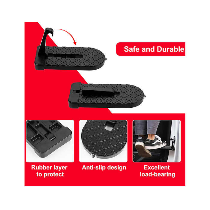 Universal Car Door Step  Foldable Roof Access Ladder Hook for SUVs, Trucks, and Cars (Black)