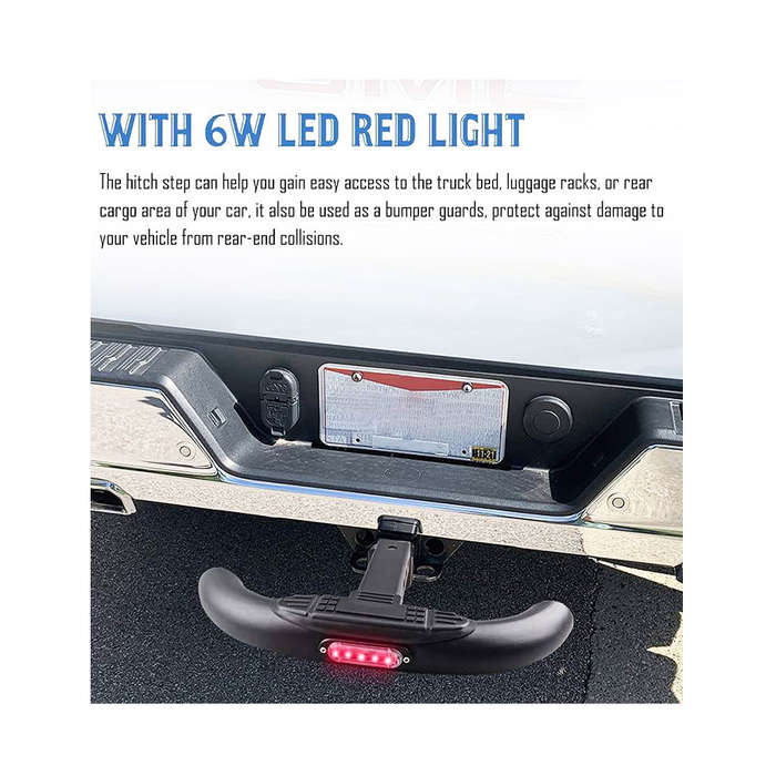 Universal LED Brake Light Hitch Step  Fits 1.5" and 2" Receivers for Trucks and SUVs