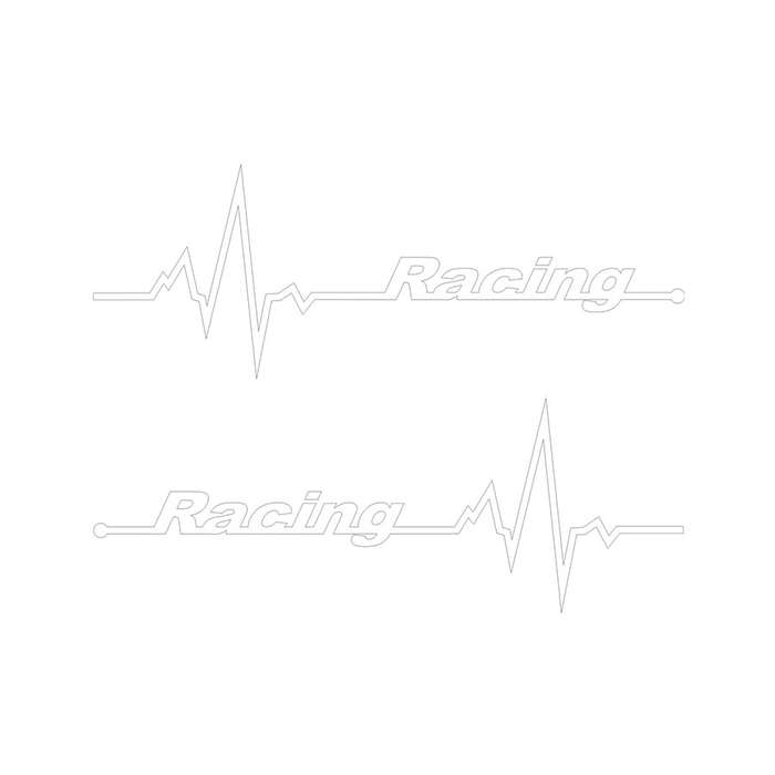 Vinyl Sticker with Racing Heartbeat Design (White)