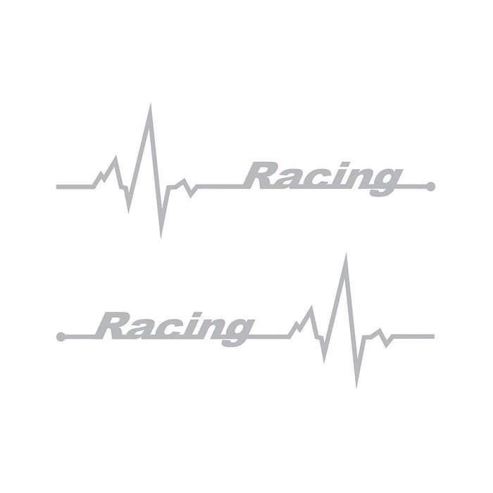 Vinyl Sticker with Racing Heartbeat Design (Grey)