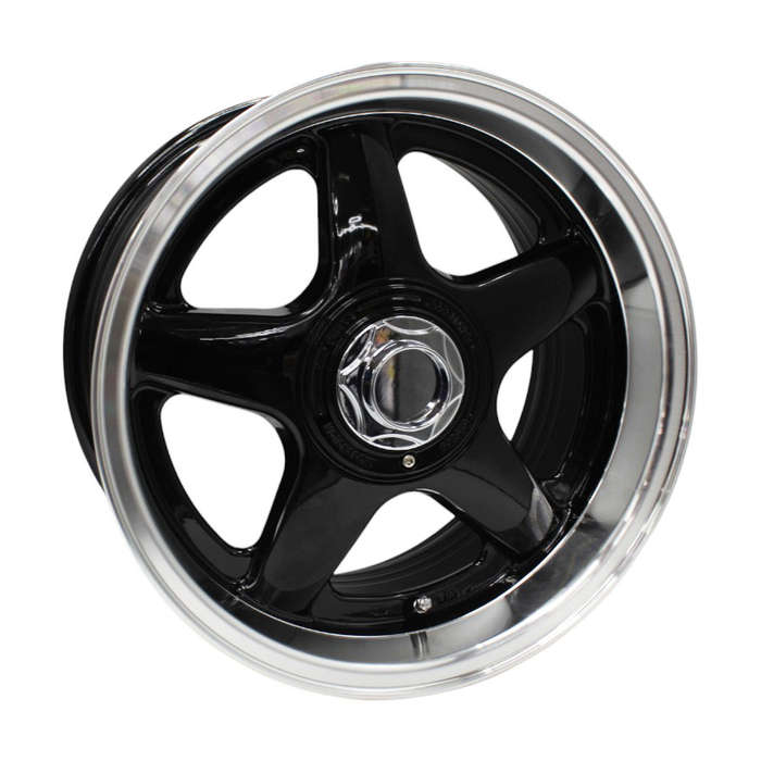 15" M7902 4/100 &amp; 4/108 Gloss Black Machine Lip Alloy Wheels