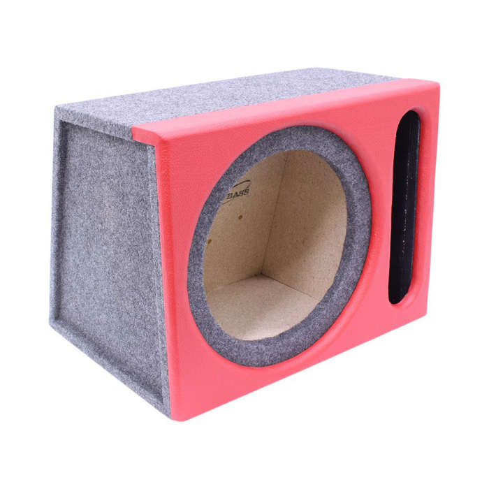 12" Single Subwoofer Enclosure with Vinyl Trim &amp; Slotted Port (Red)