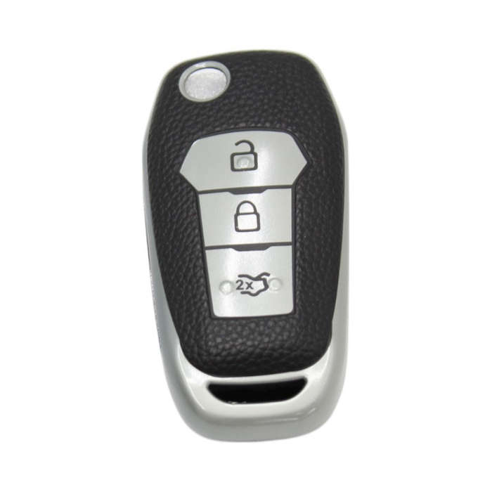 Rubber Key cover for Ford (Black &amp; Silver)