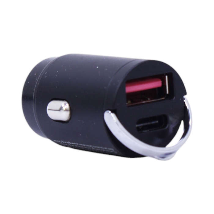 USB Mini Car Charger with USB-C and USB-A Ports 100w