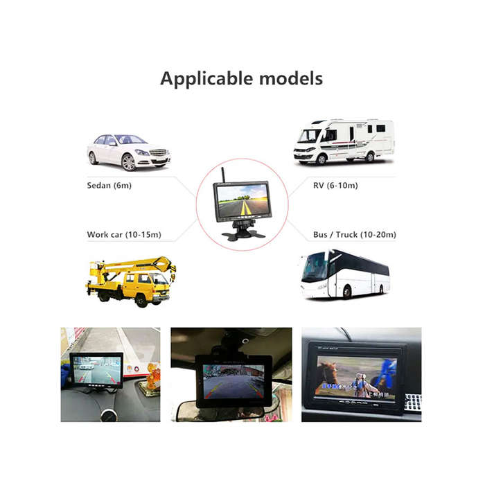 7-Inch Wireless Waterproof Car Backup Camera System with HD TFT LCD Monitor (4 Camera Set)