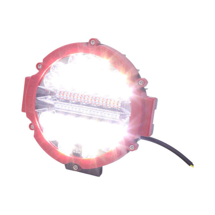 New ProductLED360 7" 65LED Emergency Strobe - Red Casing with Blue/Red Strobe &amp; White Spotlig...