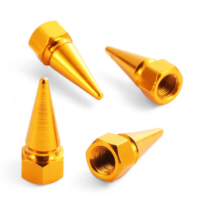 Orange Short Spike Aluminium Valve Caps  Stylish Alloy Air Caps