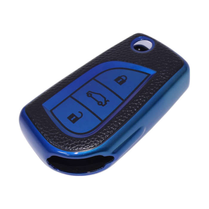 TPU Key Cover for Toyota Models (Black &amp; Blue)