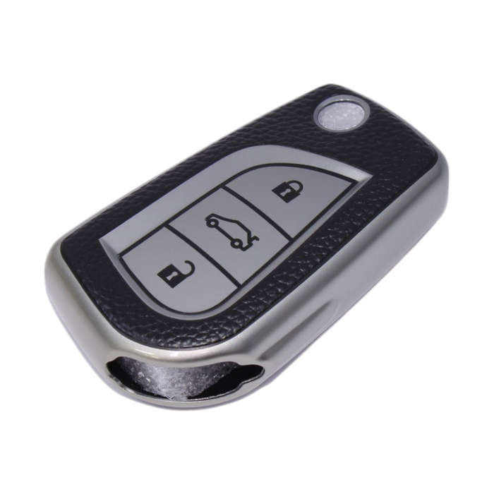 TPU Key Cover for Toyota Models (Black &amp; Silver)