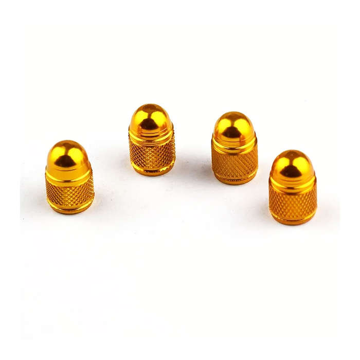 Anodized Gold Round Top Valve Caps (set of 4)