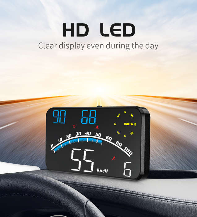 G10 GPS Head-Up Display  Speed, Satellite Data, Compass &amp; Driving Metrics with Overspeed A...