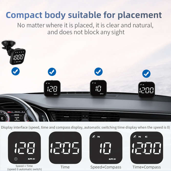 G4S White GPS Head-Up Display  Compact Digital Speedometer with Compass &amp; Safety Alerts