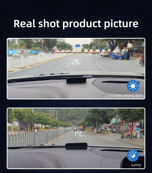 M3 OBD2 Head-Up Display  White Text HUD with Speed, Temp, Voltage, RPM &amp; Fault Alarms