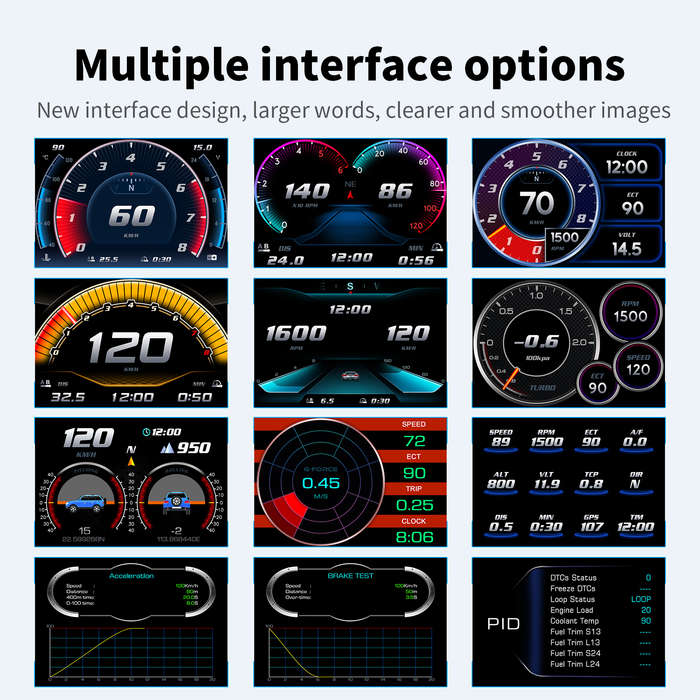 P26 OBD2 Head-Up Display With Carbon Fiber Design  Driving Score, Alarms &amp; Full Vehicle Data