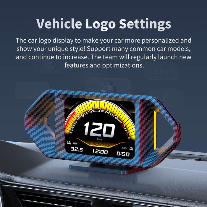 P26 OBD2 Head-Up Display With Carbon Fiber Design  Driving Score, Alarms &amp; Full Vehicle Data