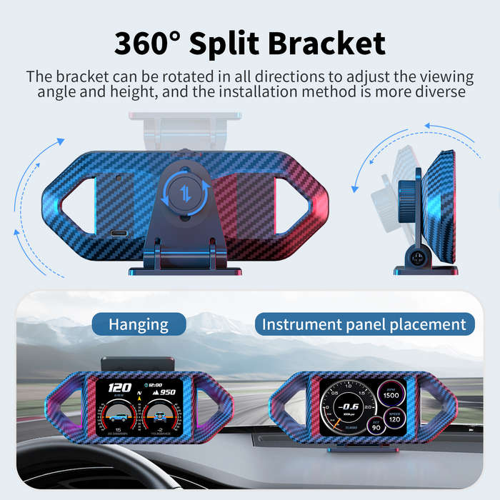 P26 OBD2 Head-Up Display With Carbon Fiber Design  Driving Score, Alarms &amp; Full Vehicle Data
