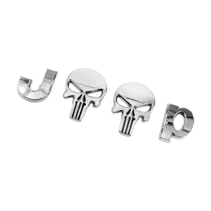 Chrome Jeep Skull Design Sticker Badge (13x3cm)