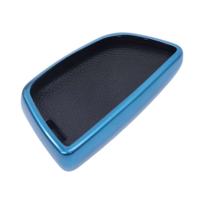 TPU &amp; Leather Finish Key Cover For BMW - Design 2 - Blue (XEA-KCBM2B)