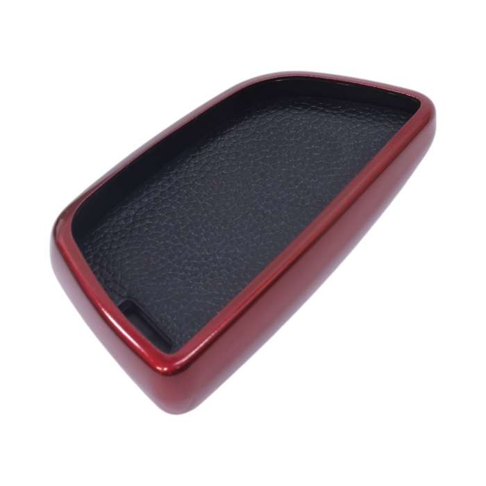 TPU &amp; Leather Finish Key Cover For BMW - Design 2 - Red (XEA-KCBM2R)