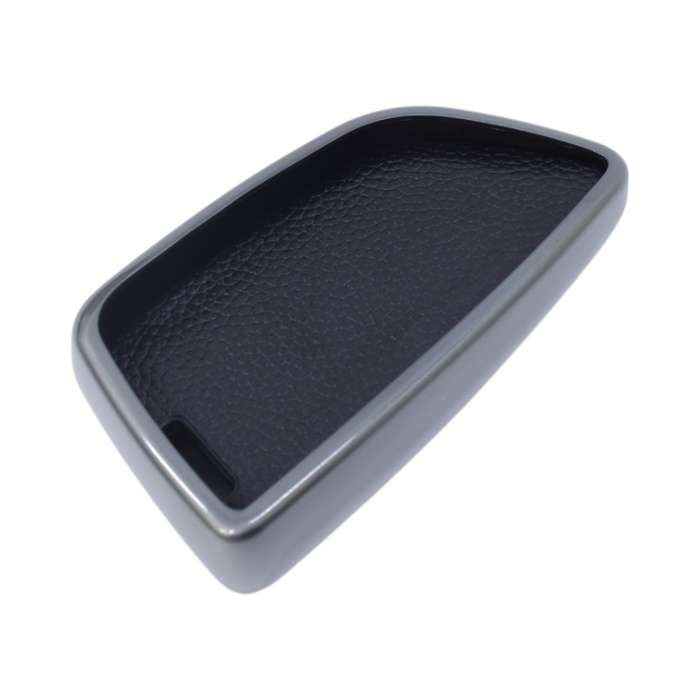 TPU &amp; Leather Finish Key Cover For BMW - Design 2 - Silver (XEA-KCBM2S)