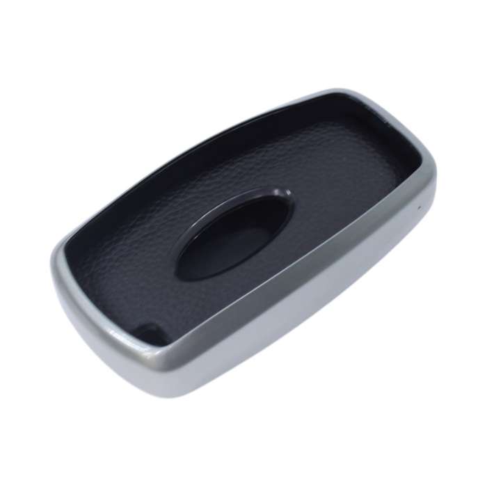 TPU &amp; Leather Finish Key Cover For Ford - Design 3 - Silver (XEA-KCFD3S)