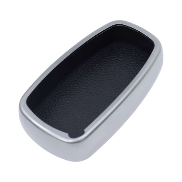 TPU &amp; Leather Finish Key Cover For GWM Haval - Design 1 - Silver (XEA-KCGWM1S)