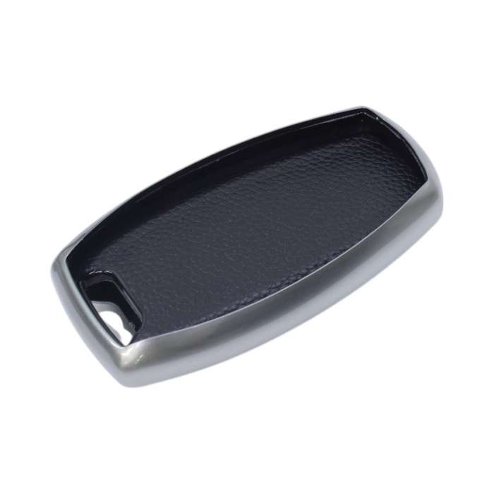 TPU &amp; Leather Finish Key Cover For GWM Haval - Design 2 - Silver (XEA-KCGWM2S)