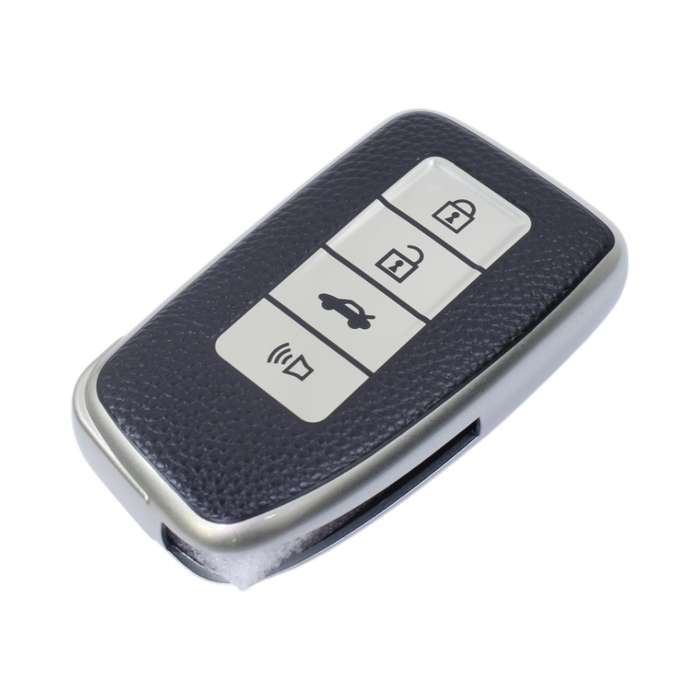 TPU &amp; Leather Finish Key Cover For Lexus - Design 1 - Silver (XEA-KCLE1S)