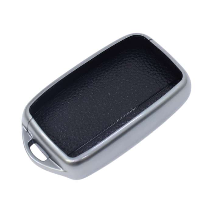 TPU &amp; Leather Finish Key Cover For Land Rover - Design 1 - Silver (XEA-KCLR1S)