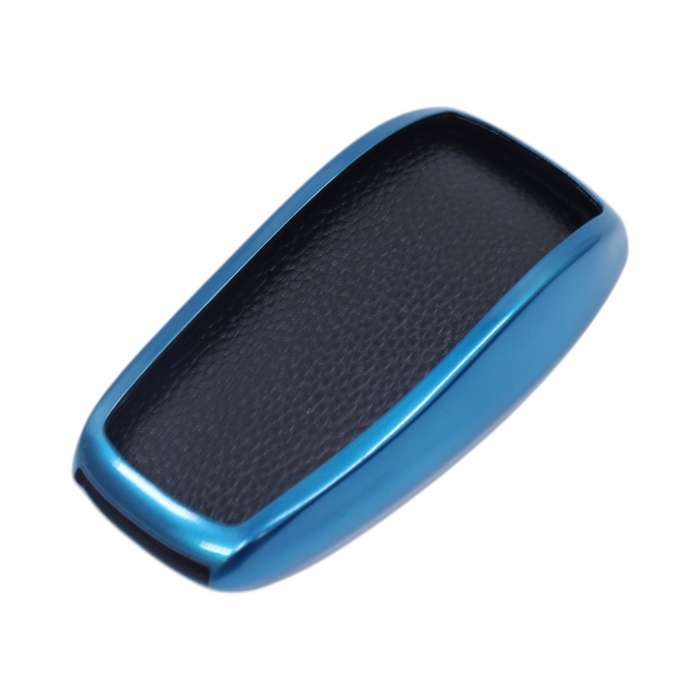 TPU &amp; Leather Finish Key Cover For Mercedes-Benz - Design 2 - Blue (XEA-KCMC2B)