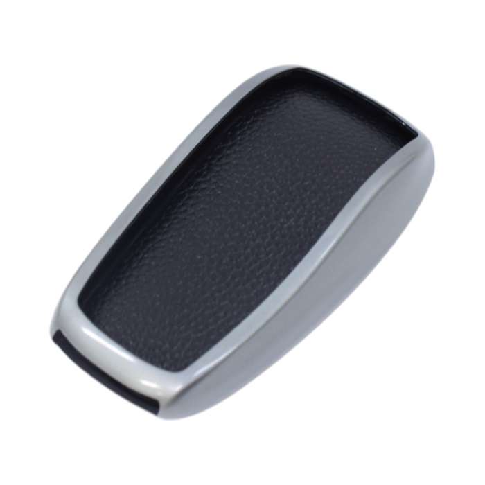 TPU &amp; Leather Finish Key Cover For Mercedes-Benz - Design 2 - Silver (XEA-KCMC2S)