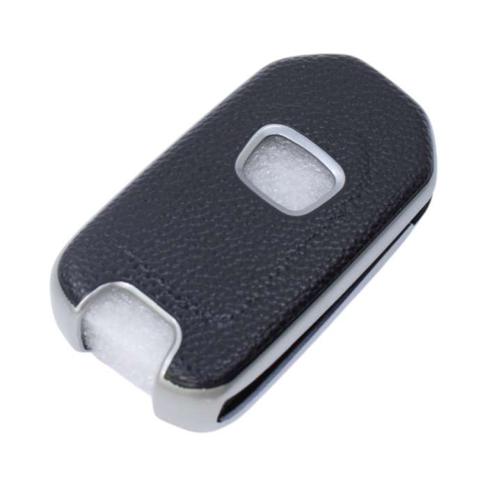 TPU &amp; Leather Finish Key Cover For Honda - Flip Design - Silver (XEA-KCHO1S)