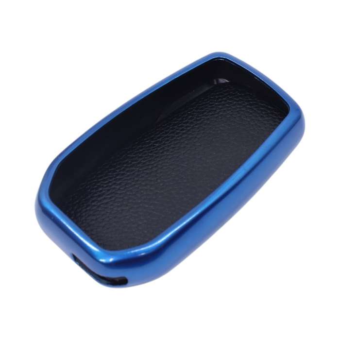 TPU &amp; Leather Finish Key Cover For Toyota - Design 2 - Blue (XEA-KCTY2B)
