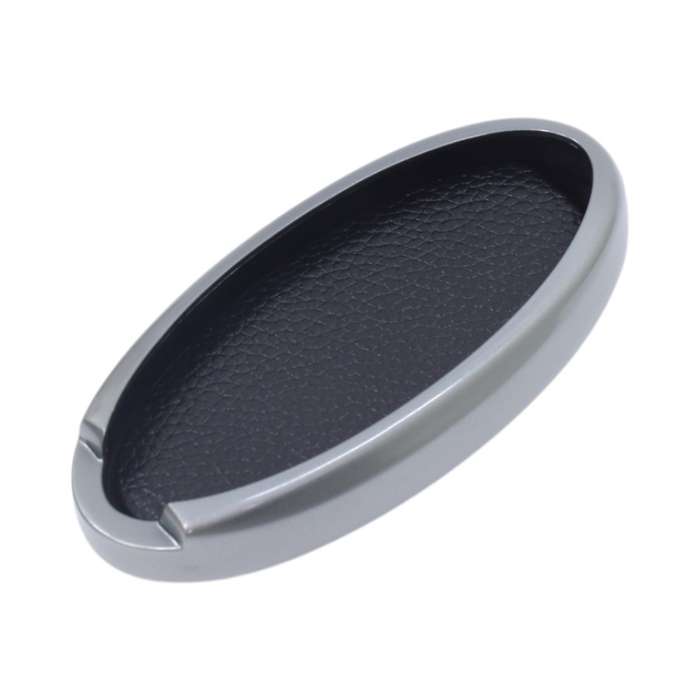 TPU &amp; Leather Finish Key Cover For Nissan - Design 1 - Silver (XEA-KCNS1S)